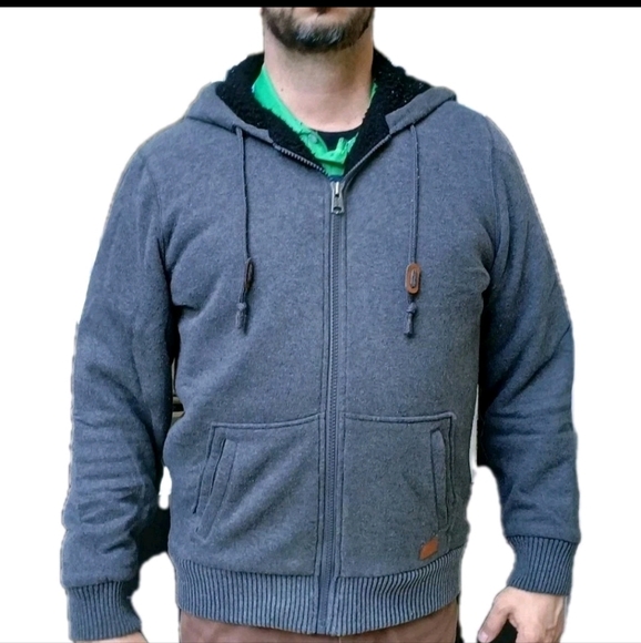 Buffalo David Bitton Other - Buffalo David Bitton Sherpa Lining Cotton Jacket Hoodie Mens Size M Gray